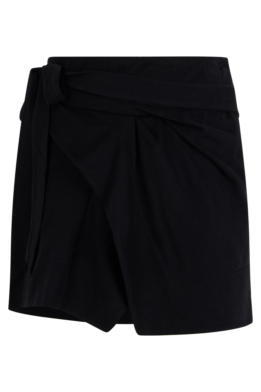 Mini Wrap Skirt Black Cotton