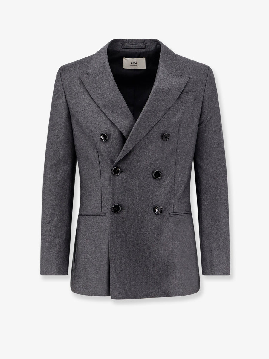 Double-Breasted Virgin Wool Blazer Grey Blazers