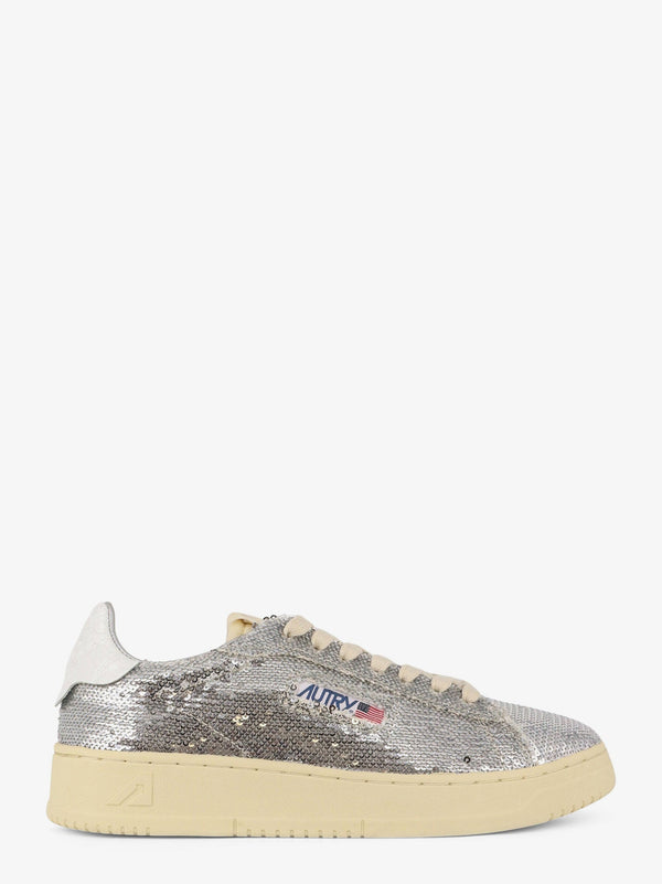 Dallas Sequined Low-Top Sneakers Silver Leather Trainers