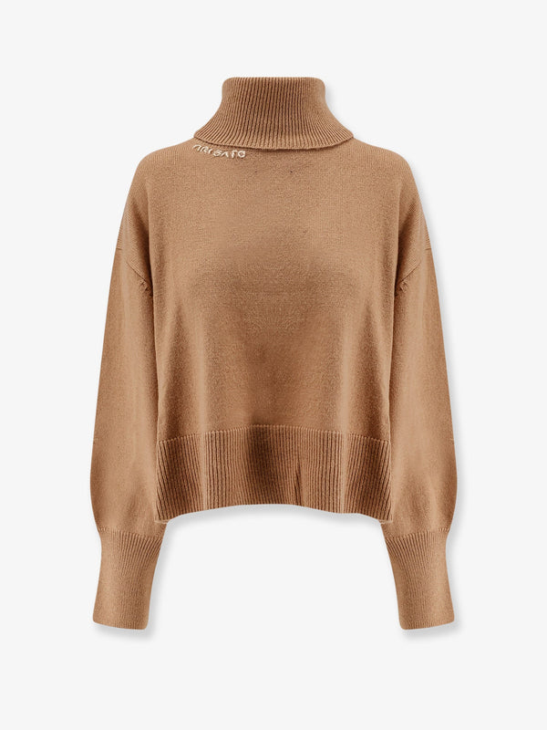 Wool Blend Turtleneck Sweater Brown Polyamide