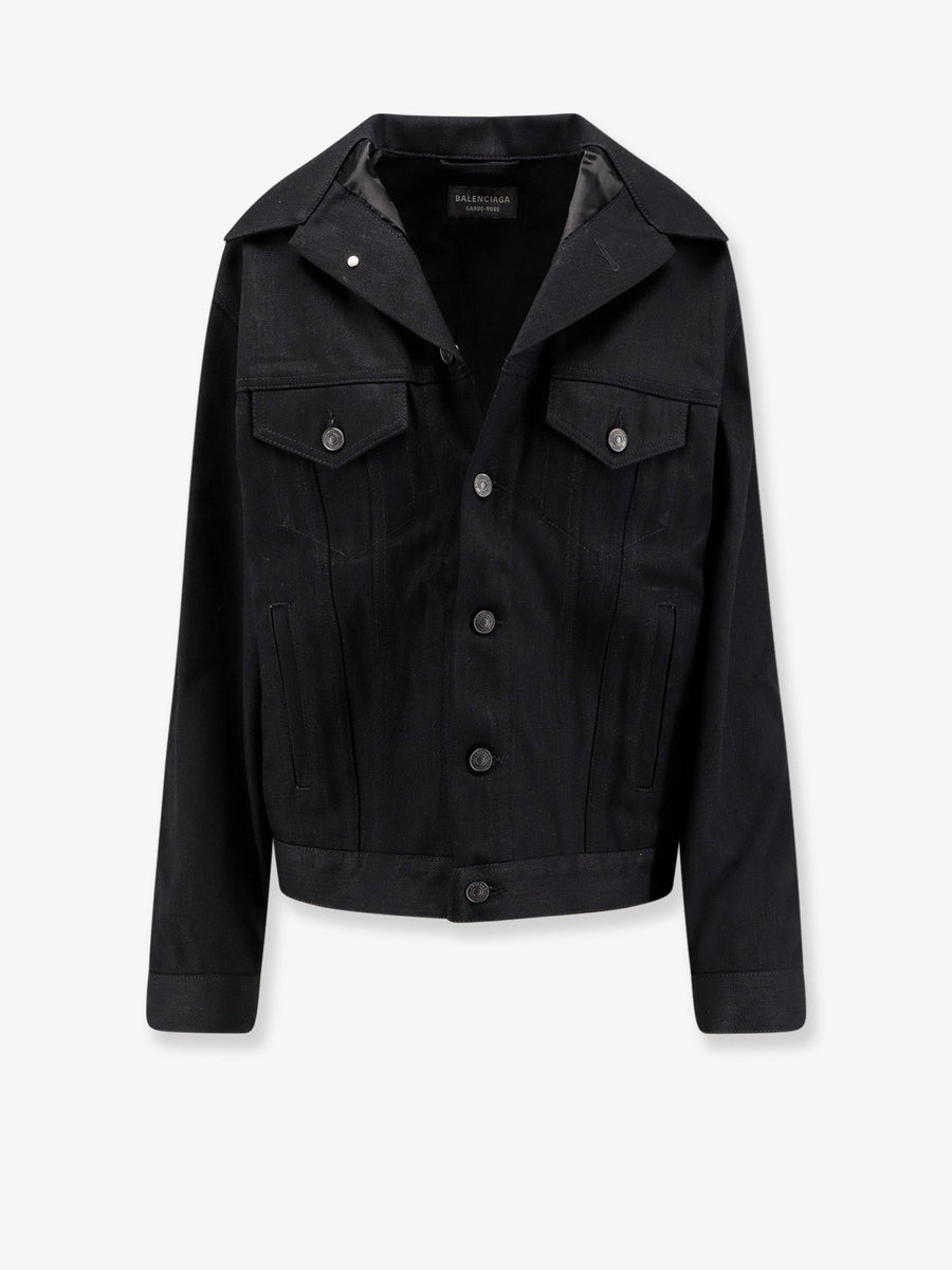 Denim Jacket Standing Black Cotton