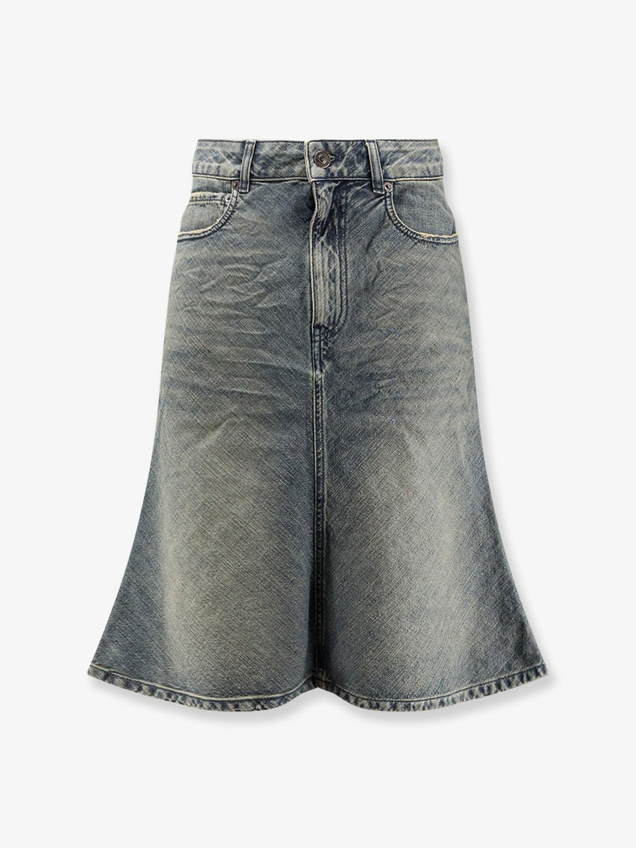 Denim Midi Skirt Blue Cotton