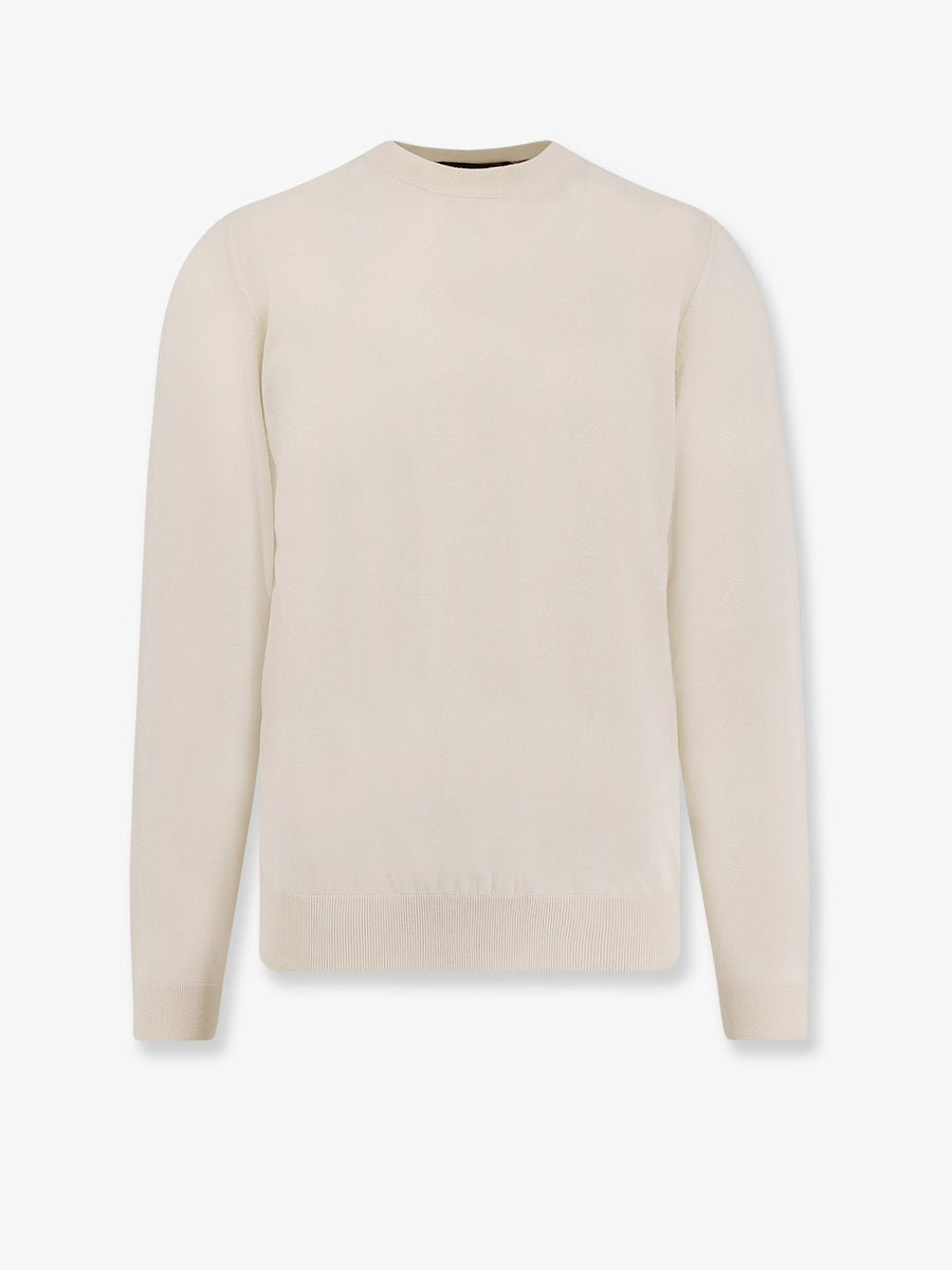 Crew-Neck Wool-Silk-Cashmere Sweater White Wool Silk Cashmere