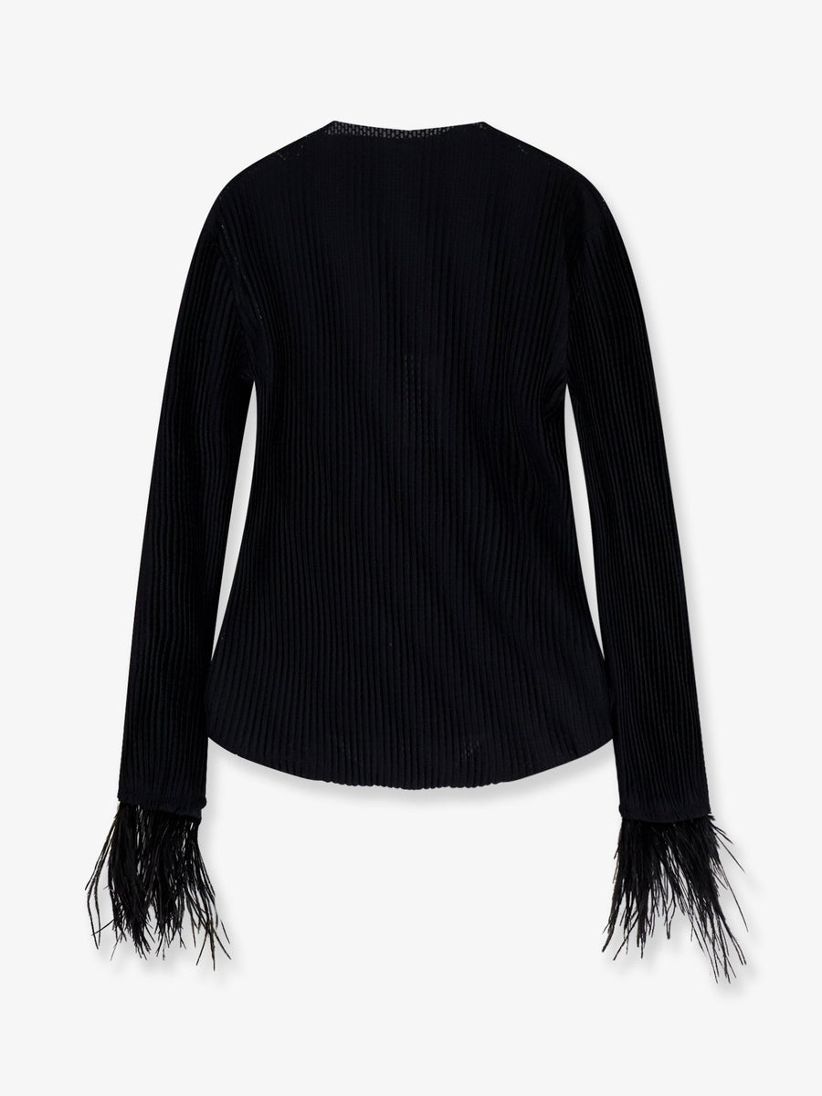 Pleated Top Efedera Black Polyester T-shirts & Jerseys