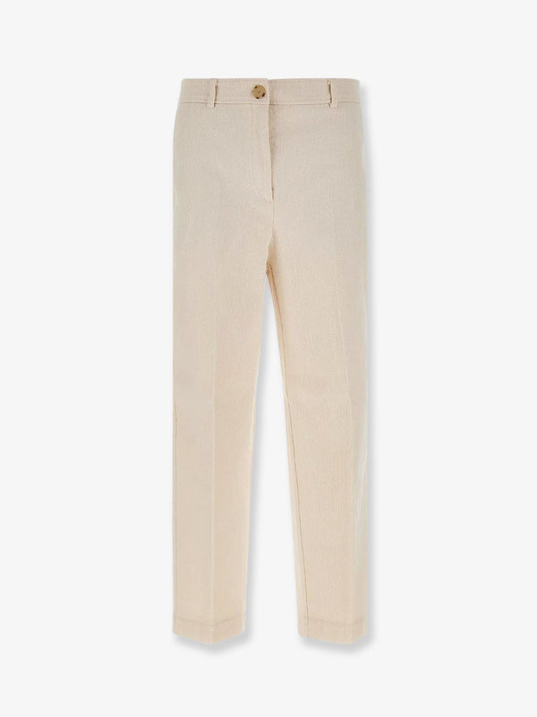 Trousers Corduroy White Cotton