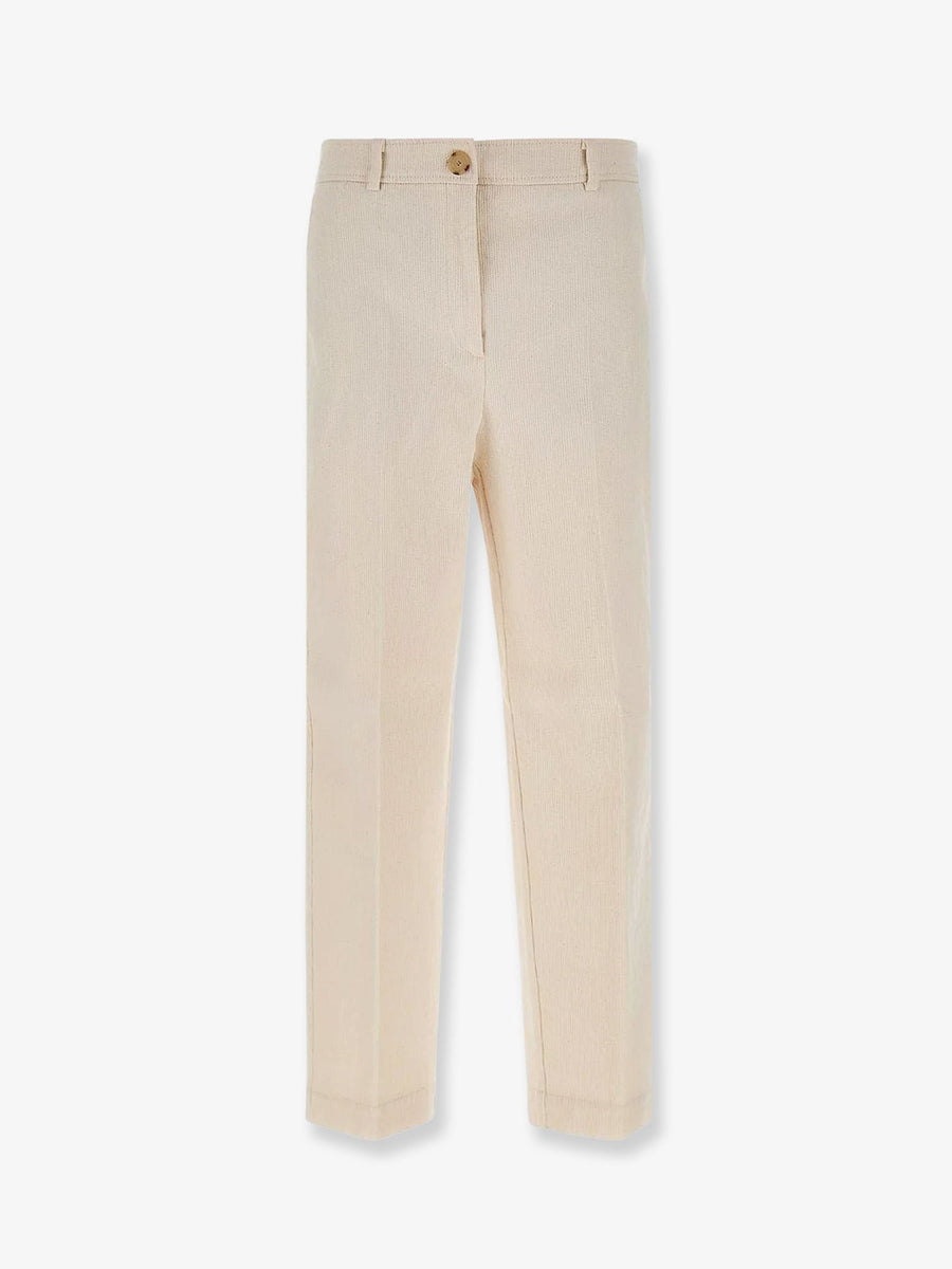Trousers Corduroy White Cotton