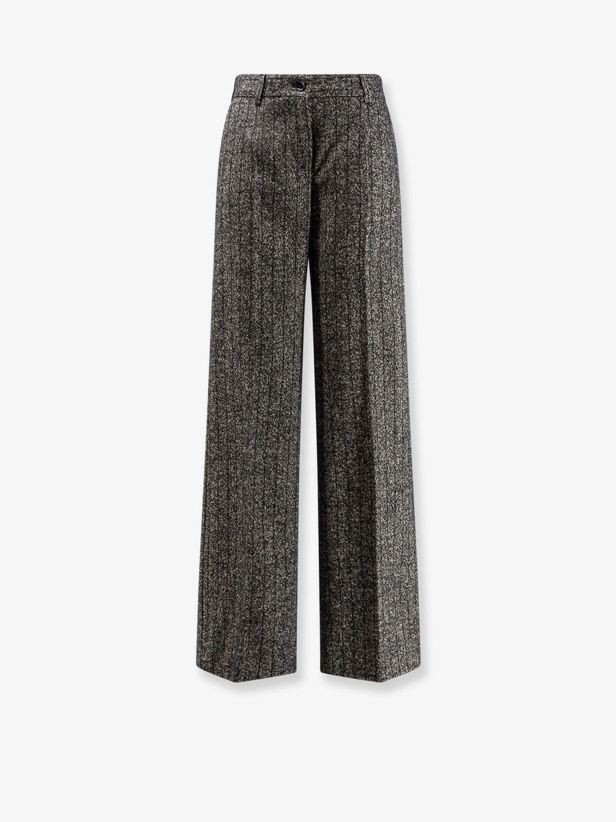 Striped Wool Blend Trousers Grey Virgin