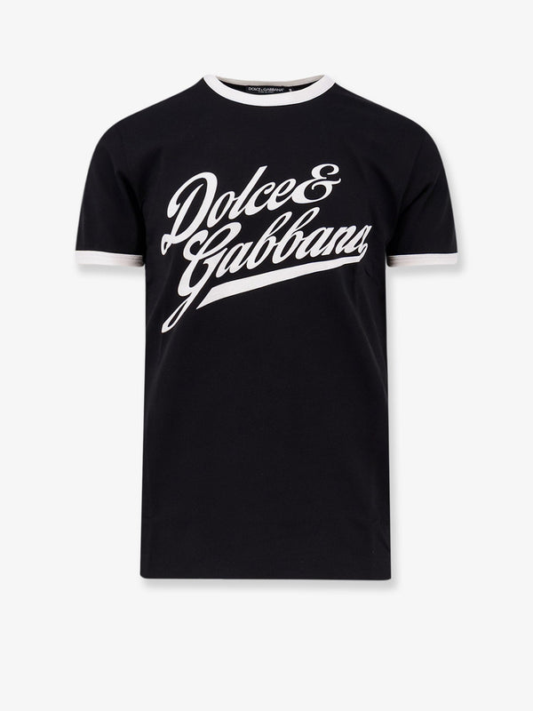 Cotton T-Shirt With Flocked Logo Print Black T-shirts