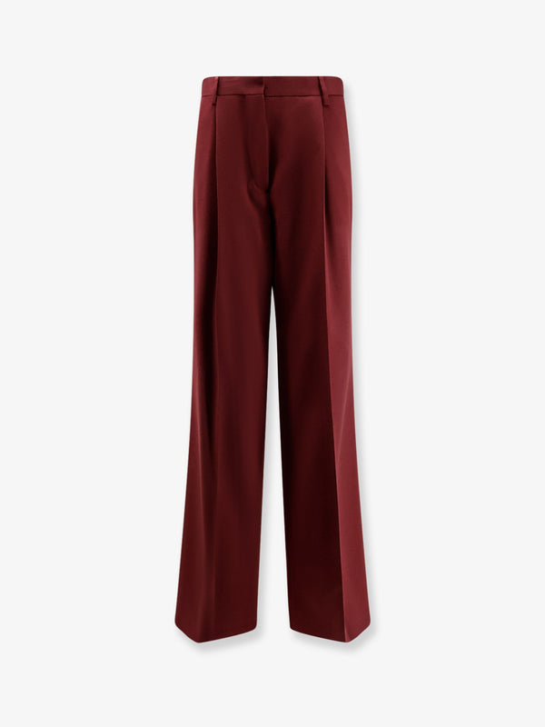 Portias Wool Wide-Leg Trousers Red