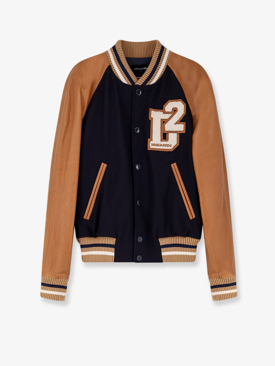 Varsity Wool And Leather Bomber Blue Virgin Jacket