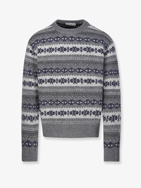 Sweater Fair Isle Wool-Blend Grey Acrylic