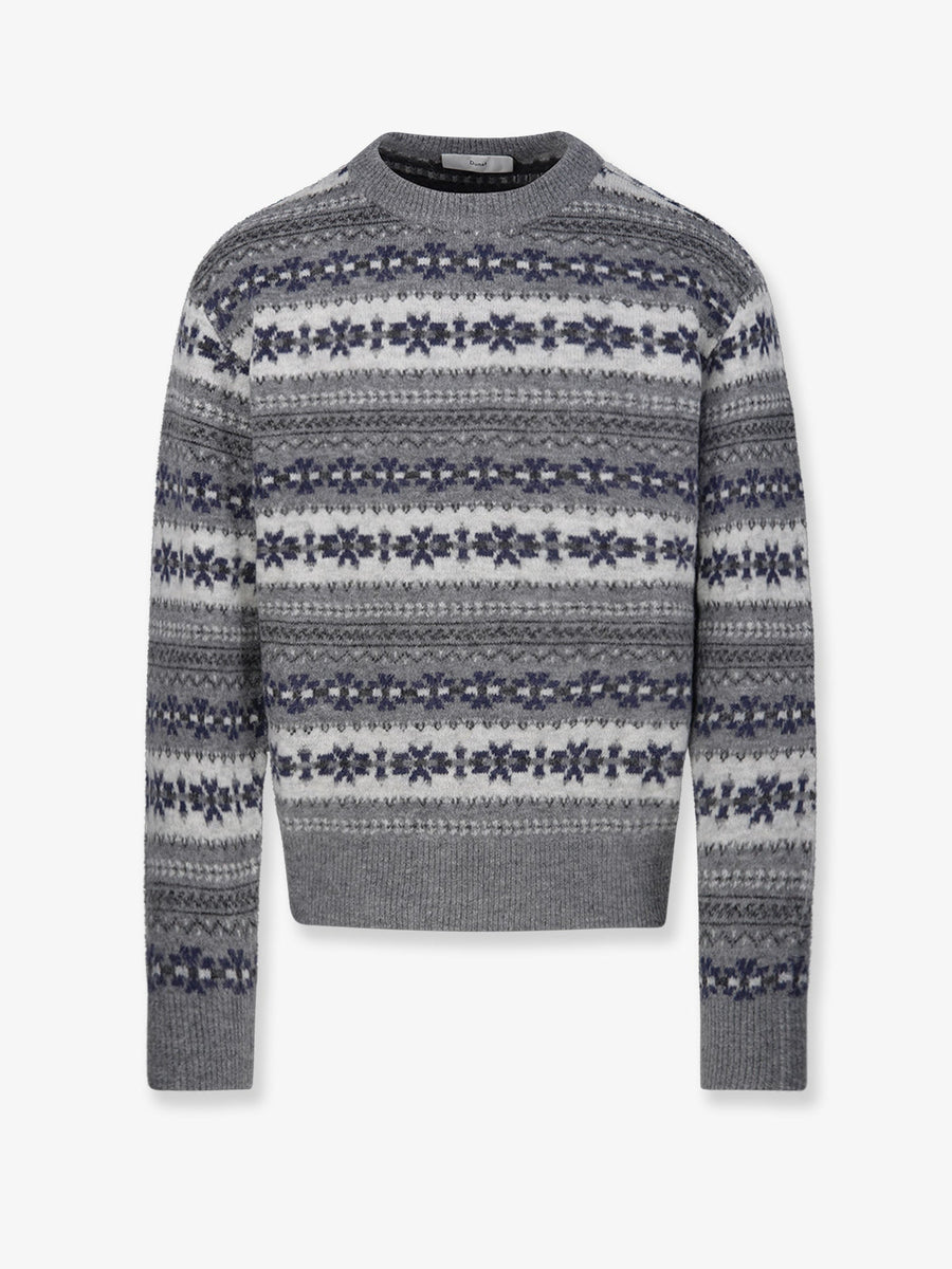 Sweater Fair Isle Wool-Blend Grey Acrylic