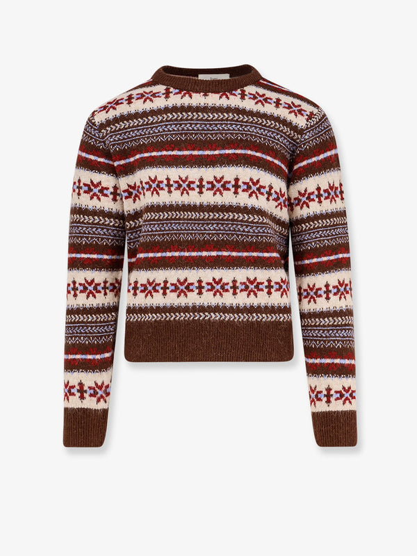 Sweater Fair Isle Wool Blend Brown Shell 1: Nylon
