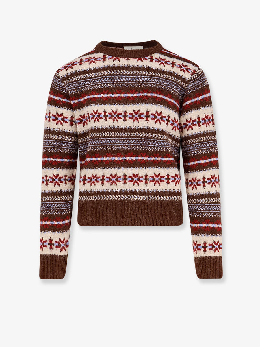 Sweater Fair Isle Wool Blend Brown Shell 1: Nylon
