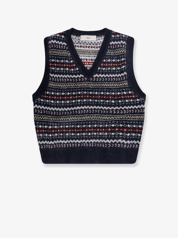 Crafted Unisex Vest Blue Acrylic Knitwear