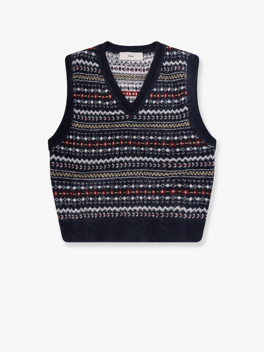 Crafted Unisex Vest Blue Acrylic Knitwear