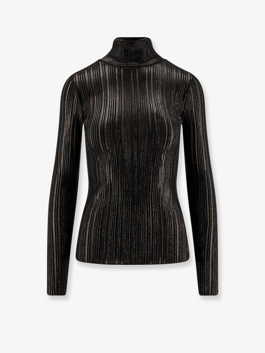 Turtleneck Sweater Black Metallic Recycled Polyester