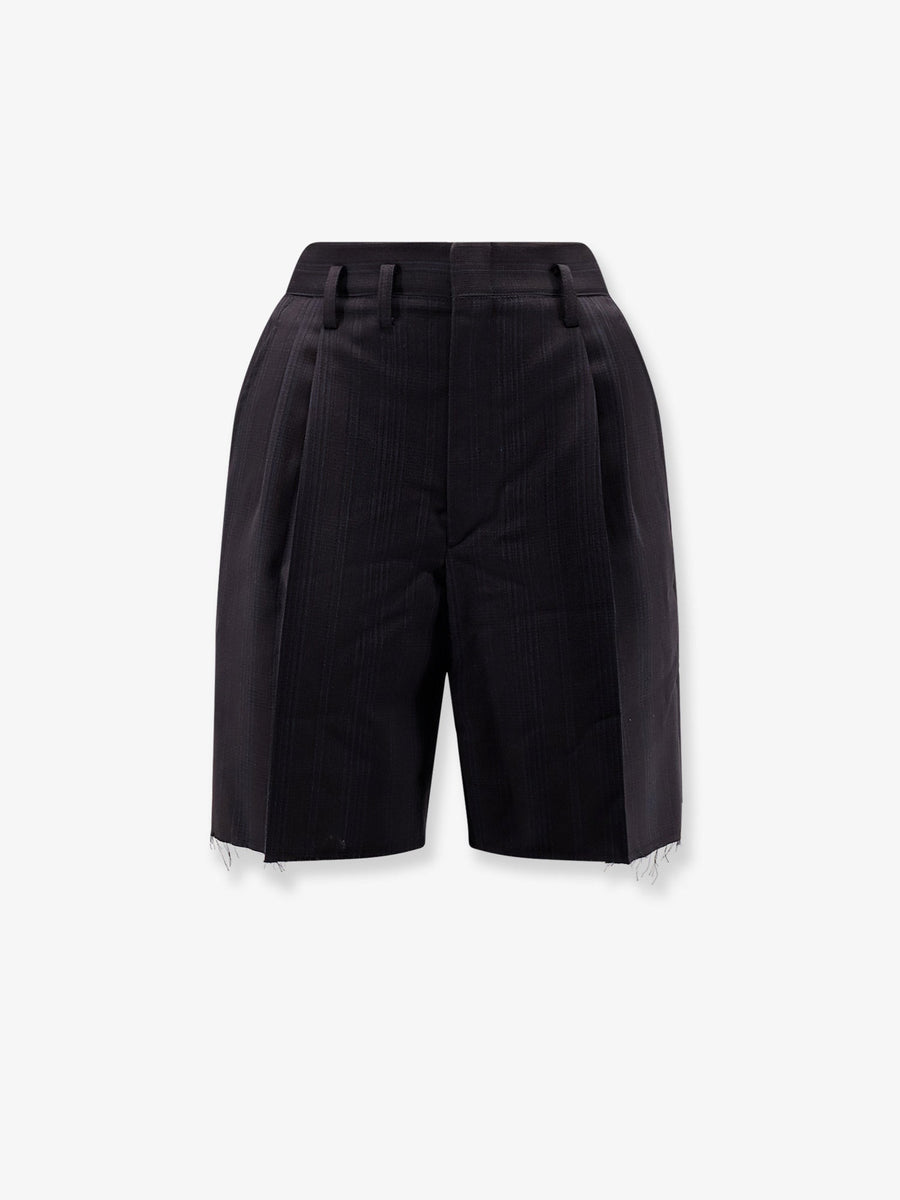 Striped Virgin Wool Shorts Black Primary Fabric