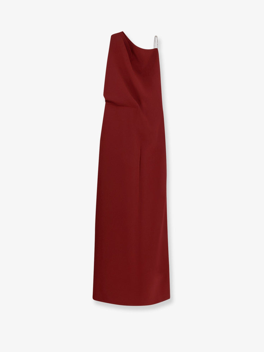 Asymmetrical Long Dress Red Triacetate