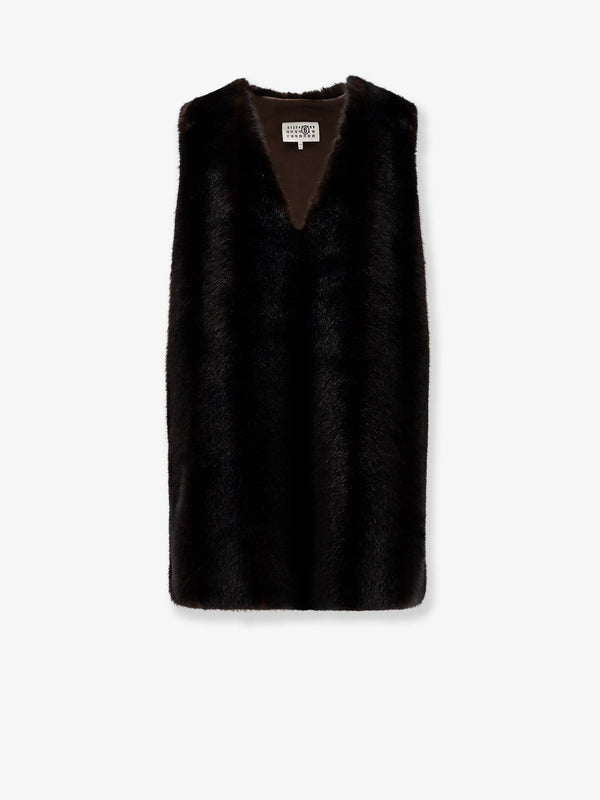 Faux Shearling Short Dress Brown