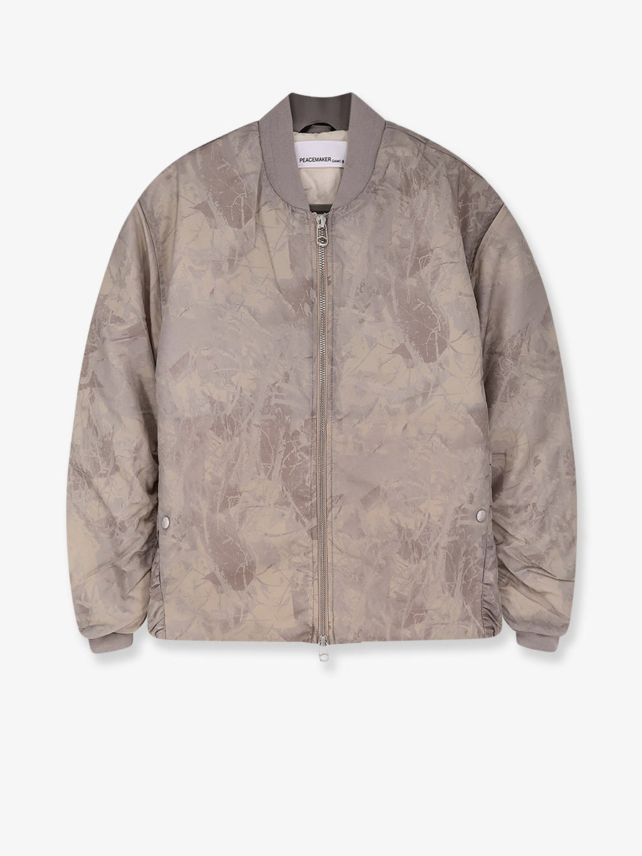 Minimal Printed Fabric Bomber Beige Polyamide Jacket