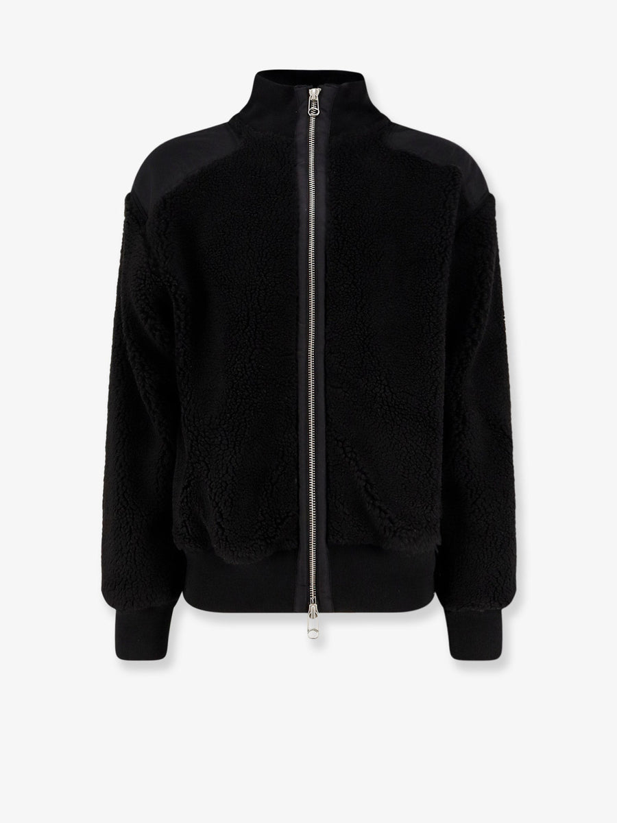 Fleece Synthetic Fur Bomber Black Polyester Jacket