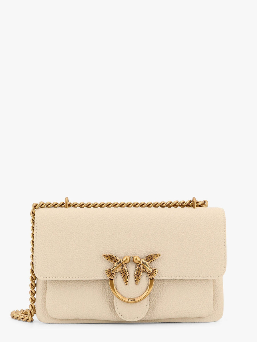 Shoulder Bag Love Birds Buckle White Leather