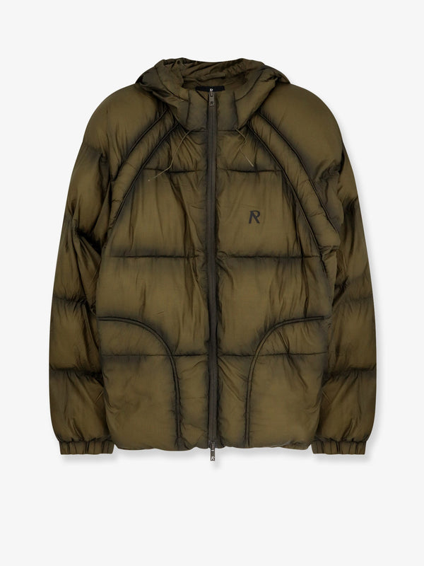 Padded And Quilted Down Jacket Green Nylon