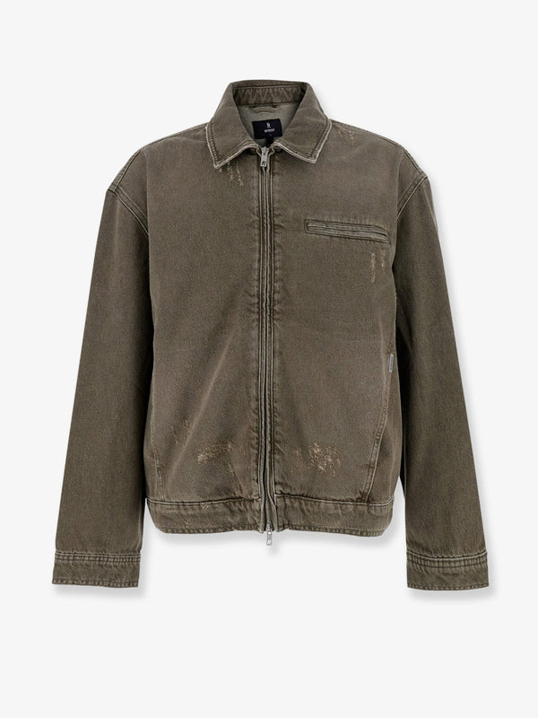 Distressed Denim Jacket Brown Cotton