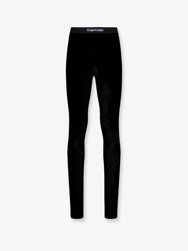 Velvet Leggings Black Triacetate Trousers