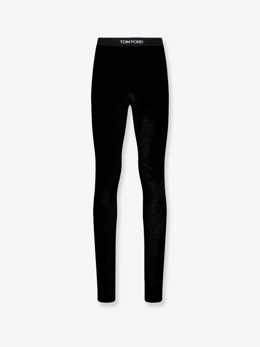 Velvet Leggings Black Triacetate Trousers