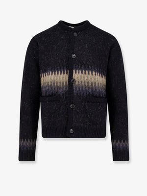 Jacquard Unisex Alpaca Cardigan Black Acrylic