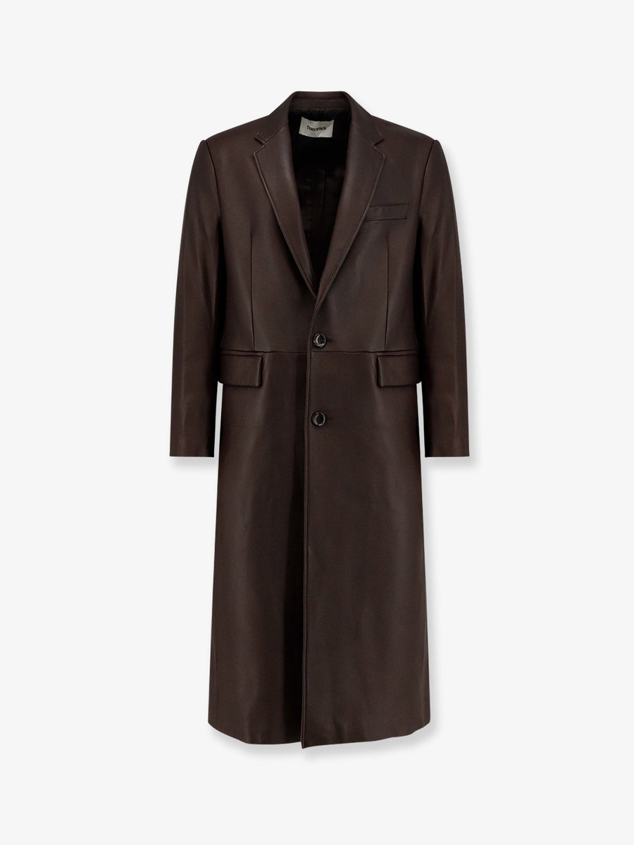 Unisex Leather Coat Brown Jacket