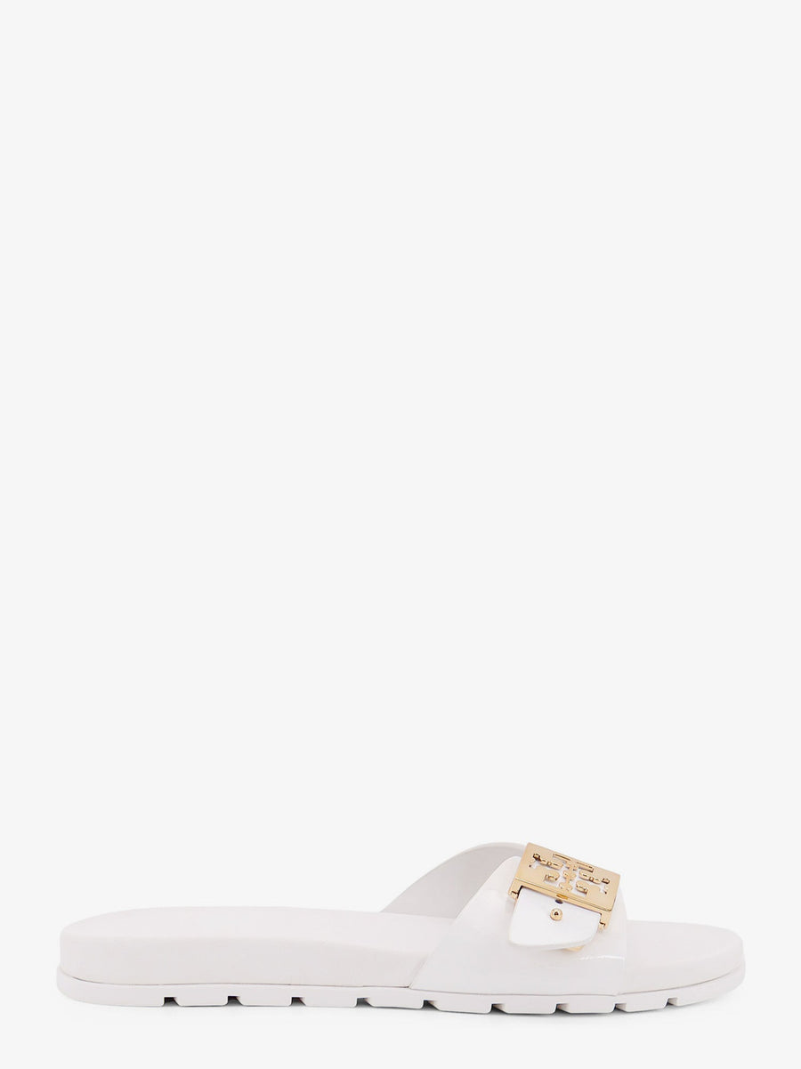 Slide Sandals Patent Synthetic Leather White Upper: Polyester