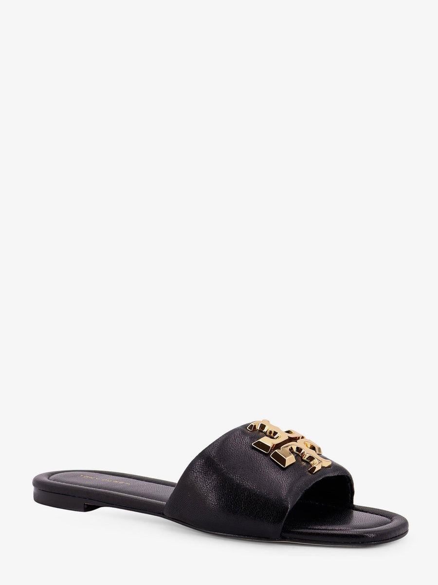 Leather Flat Sandals Black Upper Caprine