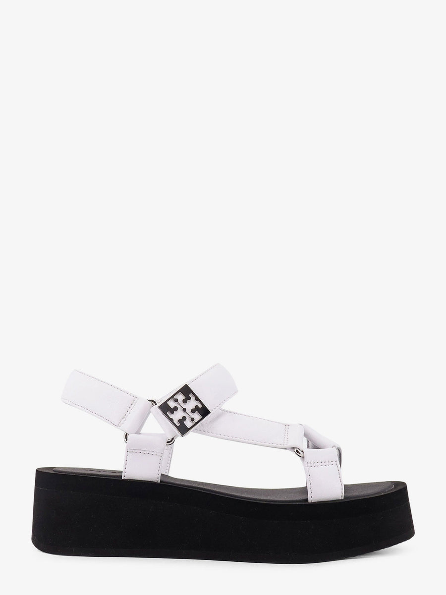 Leather Wedge Sandals White