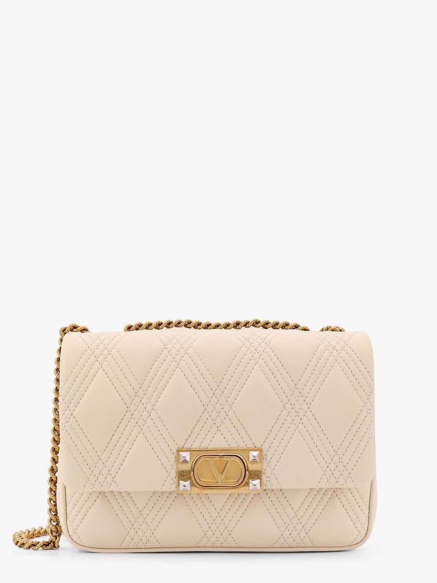 Valentino Garavani Quilted Leather Shoulder Bag Beige