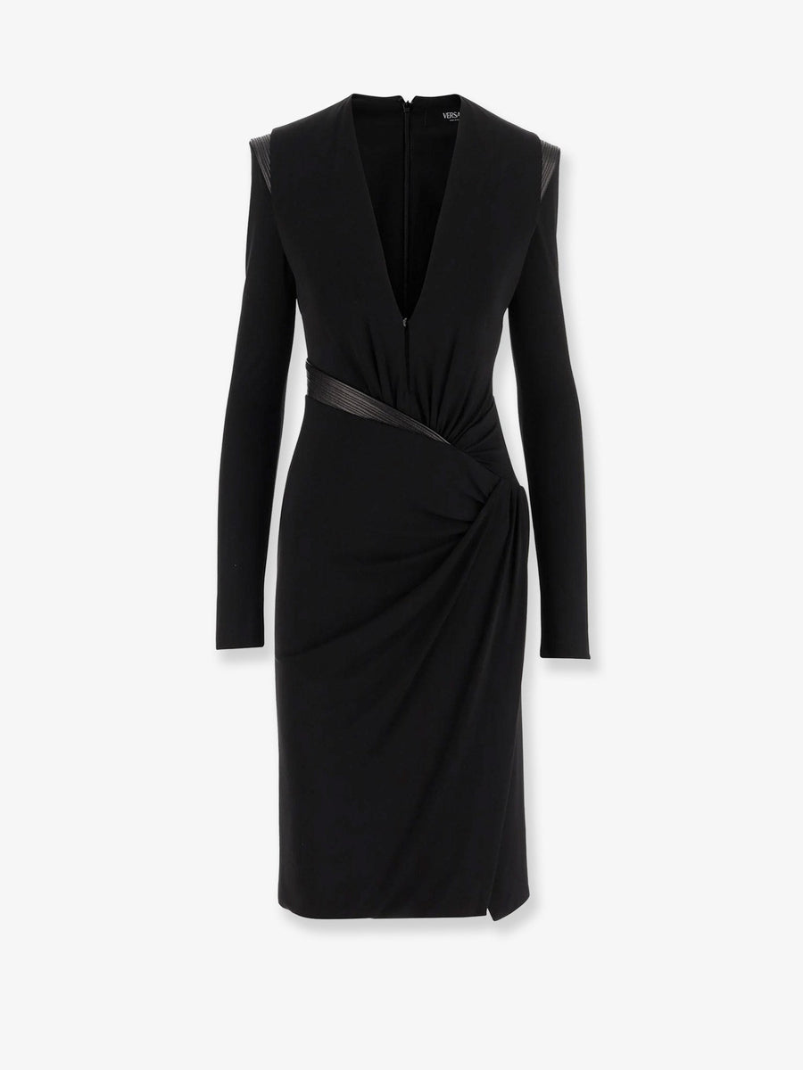 Crepe Mini Dress With V-Neckline Black Viscose
