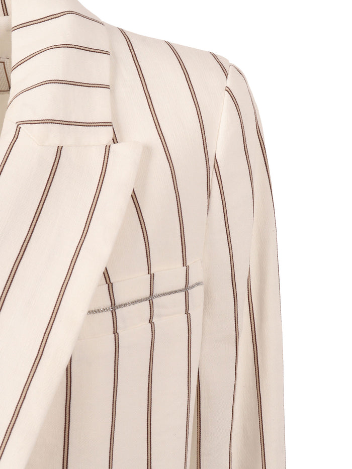 Woman Jacket White Linen Cotton Fabric 2 Viscose
