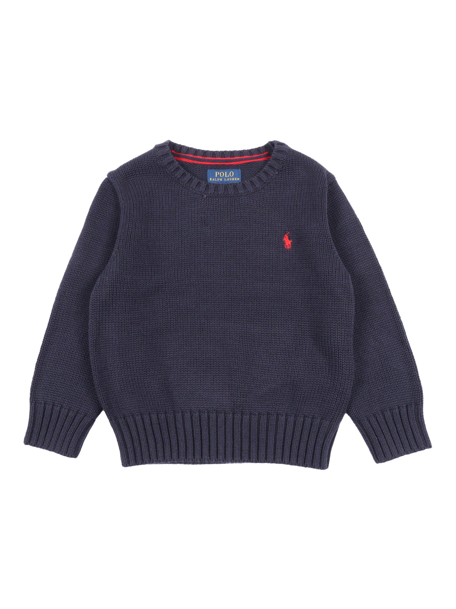 Ls Cn-Sweater-Pullover Blue Cotton Crewneck
