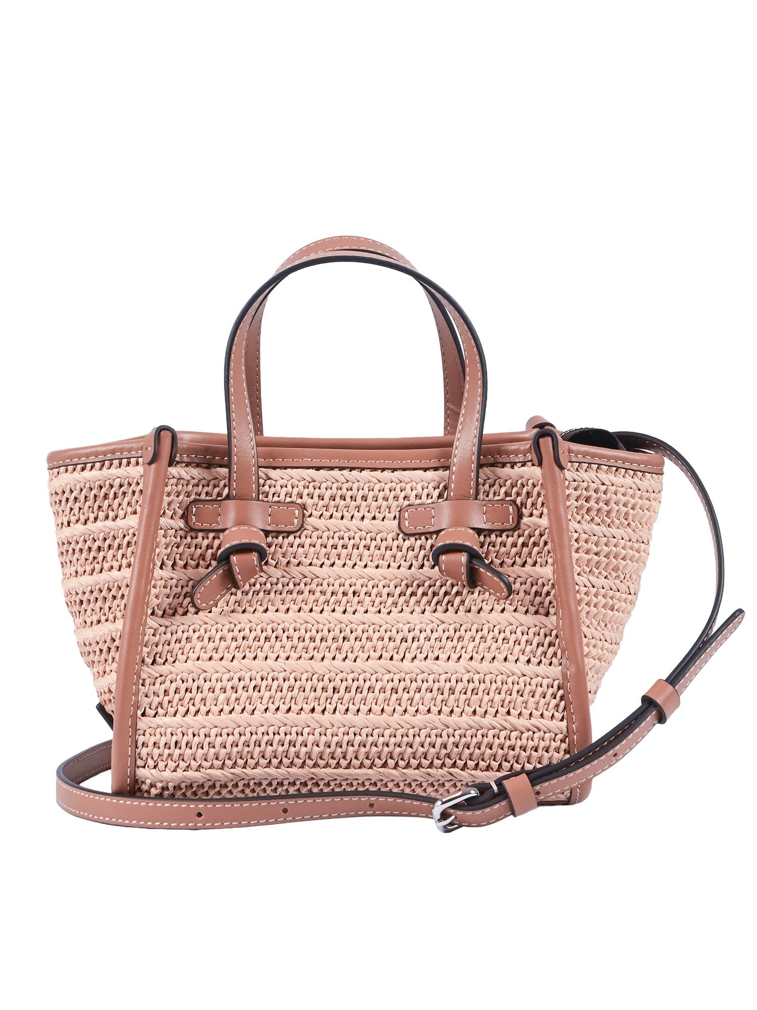 LEATHER AND FABRIC BAG Beige Shoulder