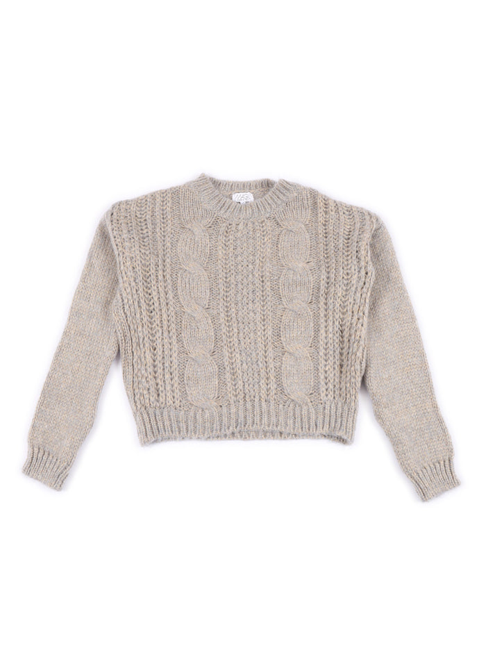 Cable Knitted Sweater Grey Crewneck