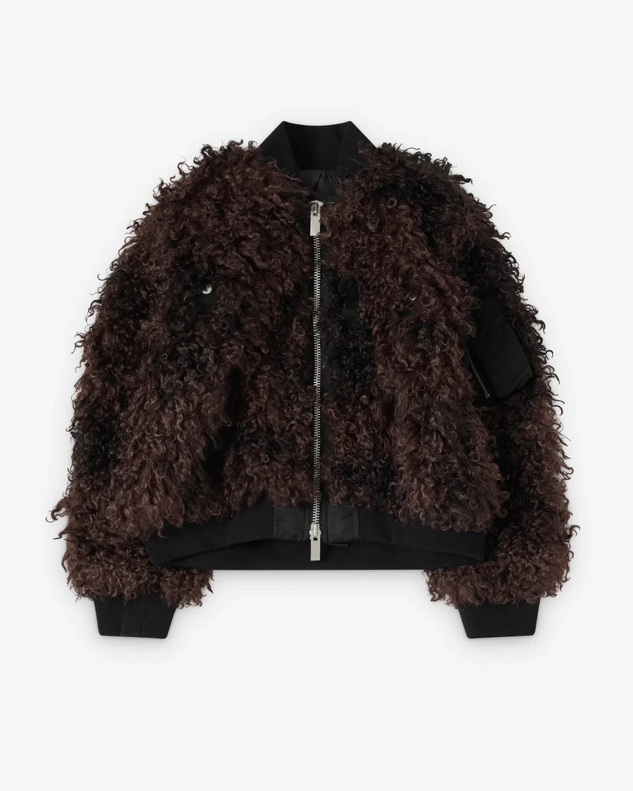Blouson Curly Faux Fur Marron Brown Jacket