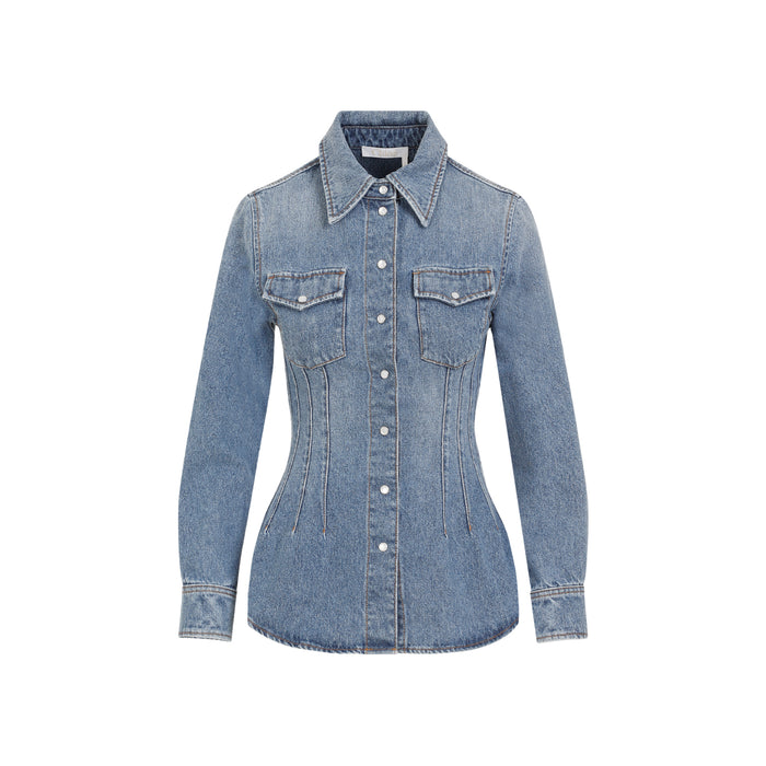 Denim Shirt Blue Cotton Hemp