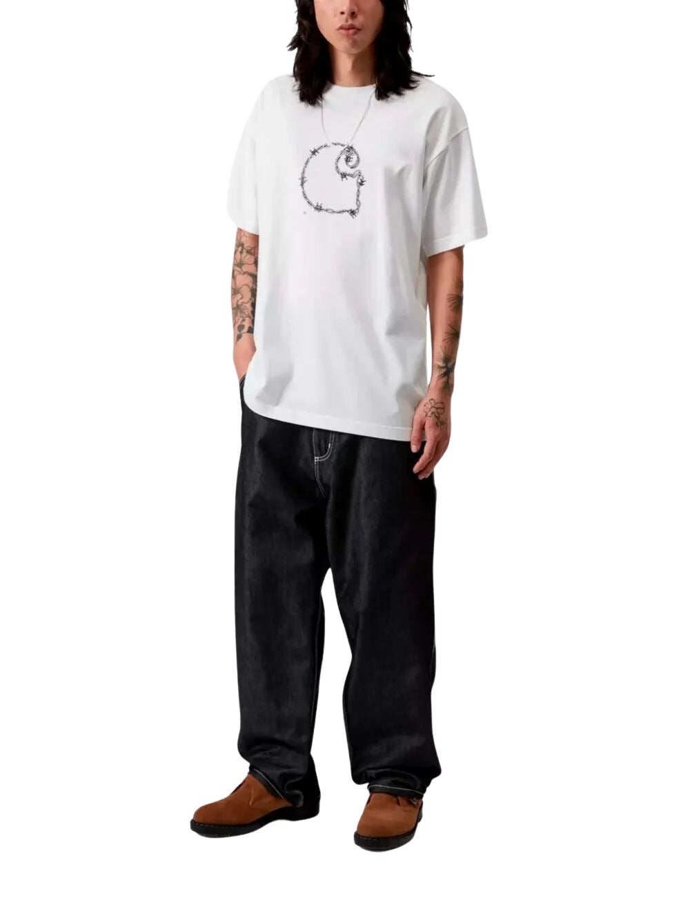 S-s Barbwire C T-shirt White Organic Cotton Single Jersey Tshirt