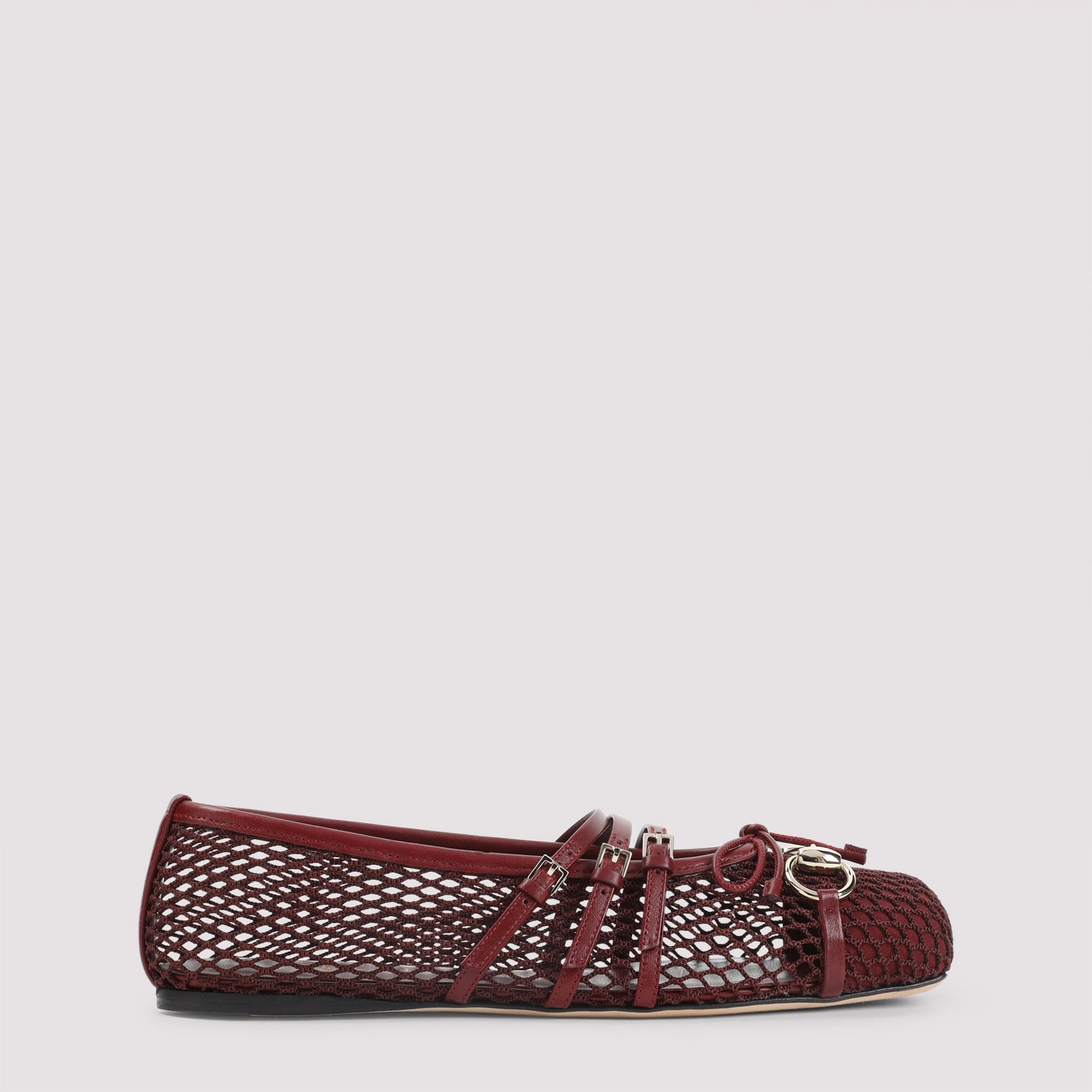 Mesh Ballerinas Red Leather Shoe