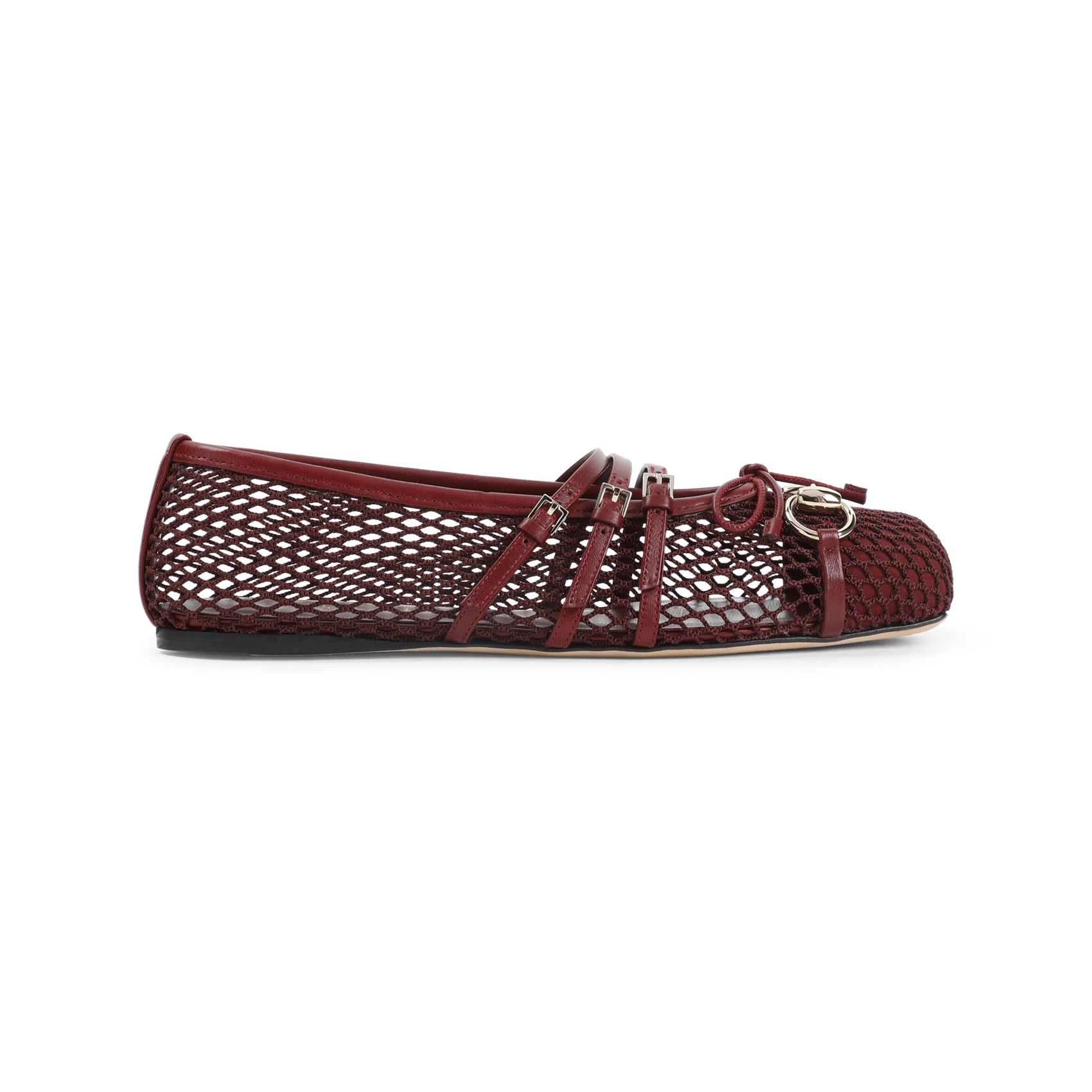 Mesh Ballerinas Red Leather Shoe