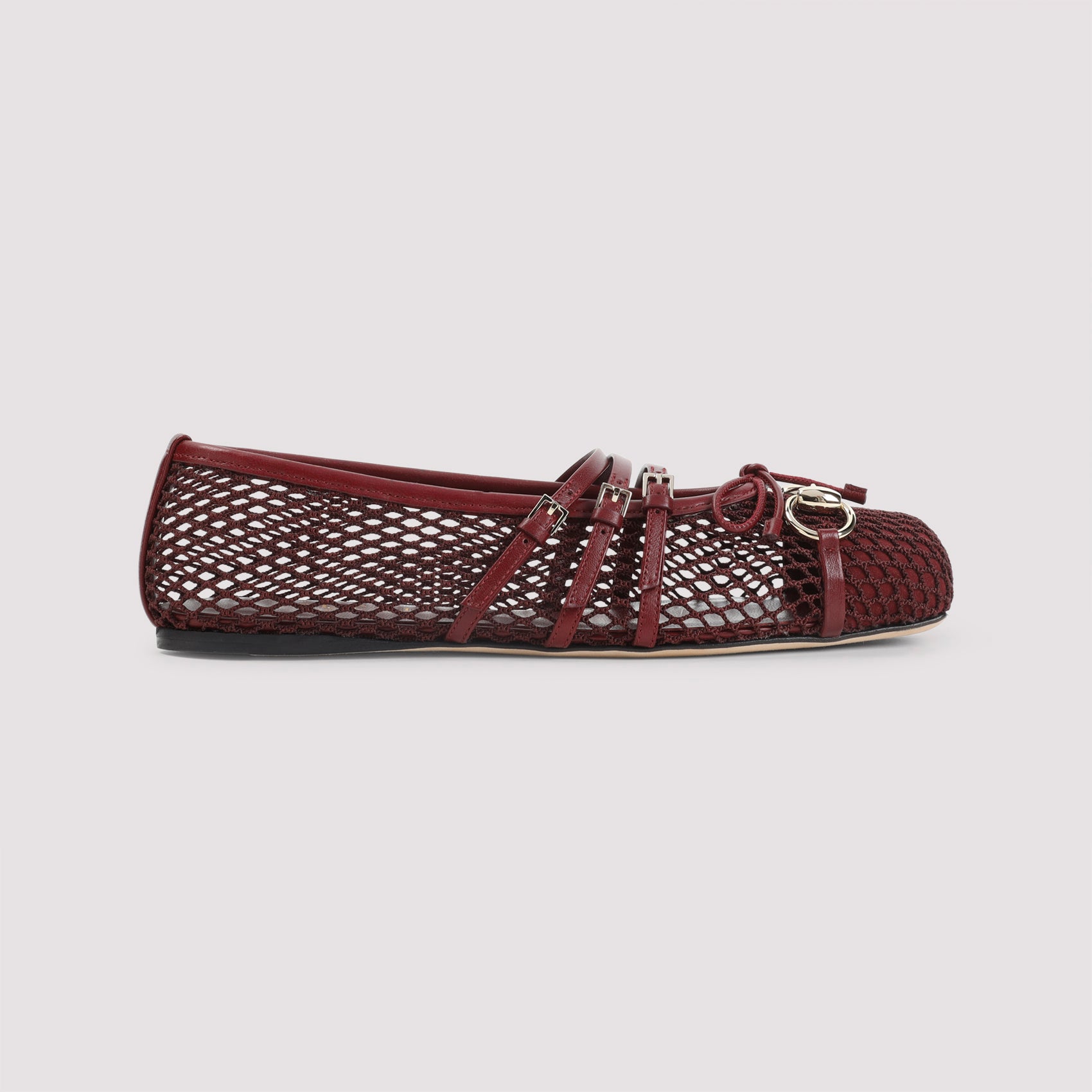 Mesh Ballerinas Red Leather Shoe