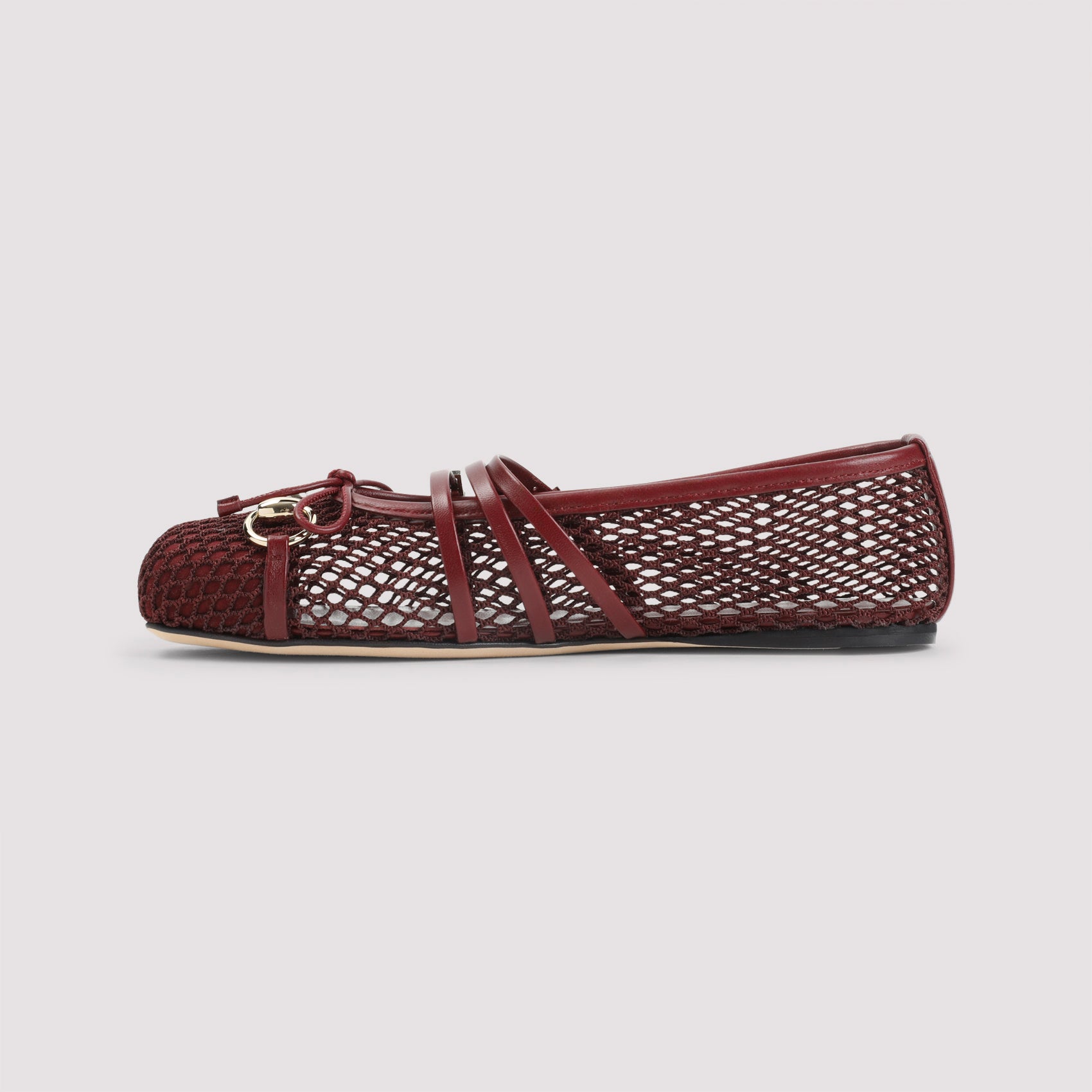 Mesh Ballerinas Red Leather Shoe