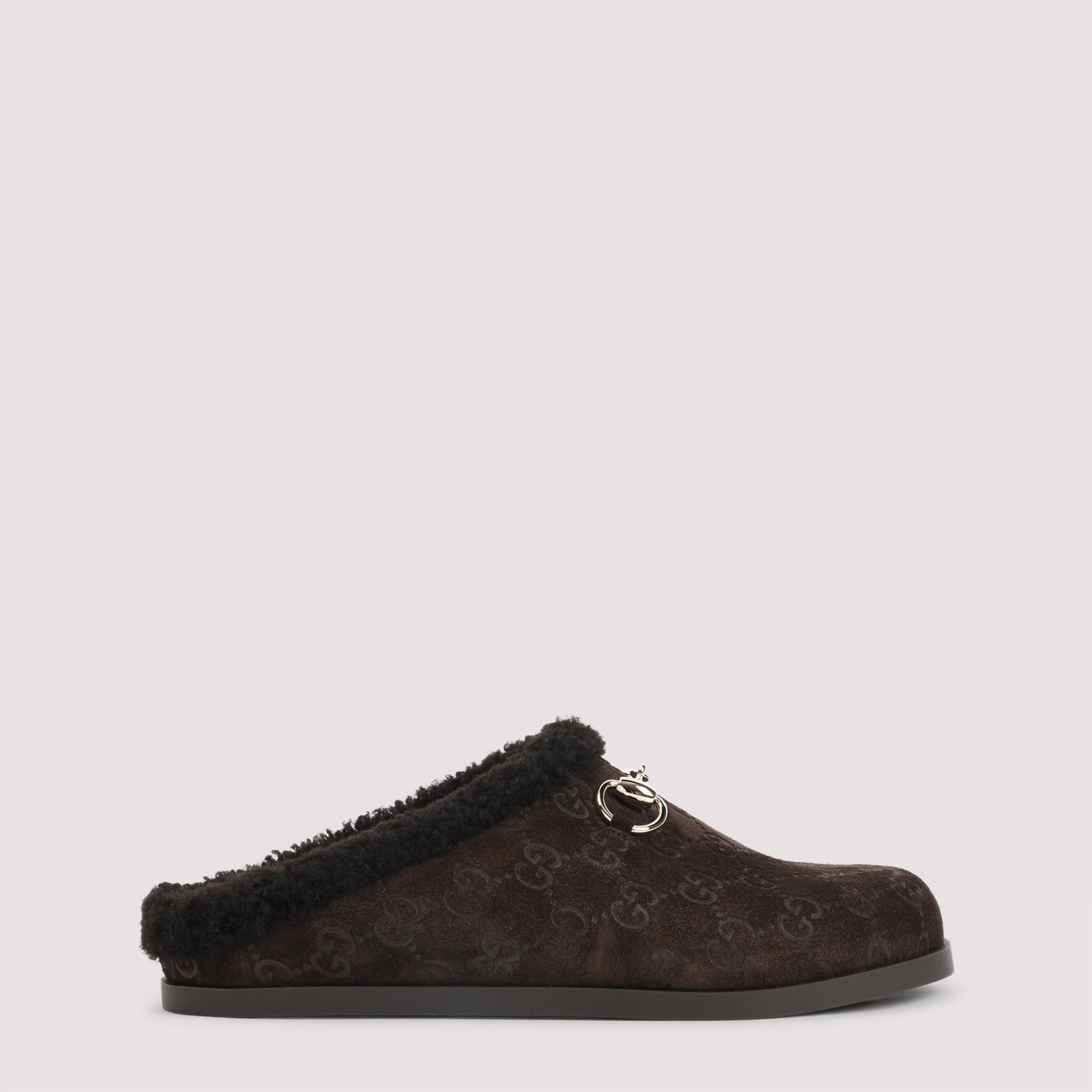 Suede Leather Mules Brown Shearling Shoe
